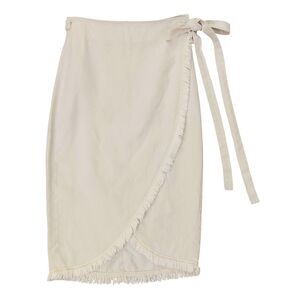 Reformation Wrap Skirt Womens Small Beige Linen Blend Fringed Retro Beach